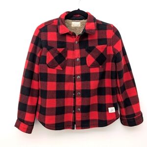 Fleece Thermal Weatherproof Medium 10 12 Plaid Button Up Jacket Sweater Coat Kid